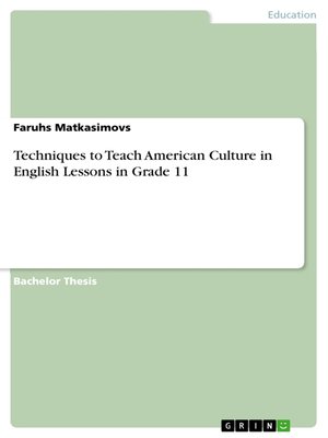 cover image of Techniques to Teach American Culture in English Lessons in Grade 11